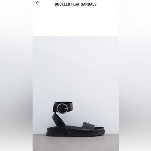 Zara Buckled Flat Black Sandals 10